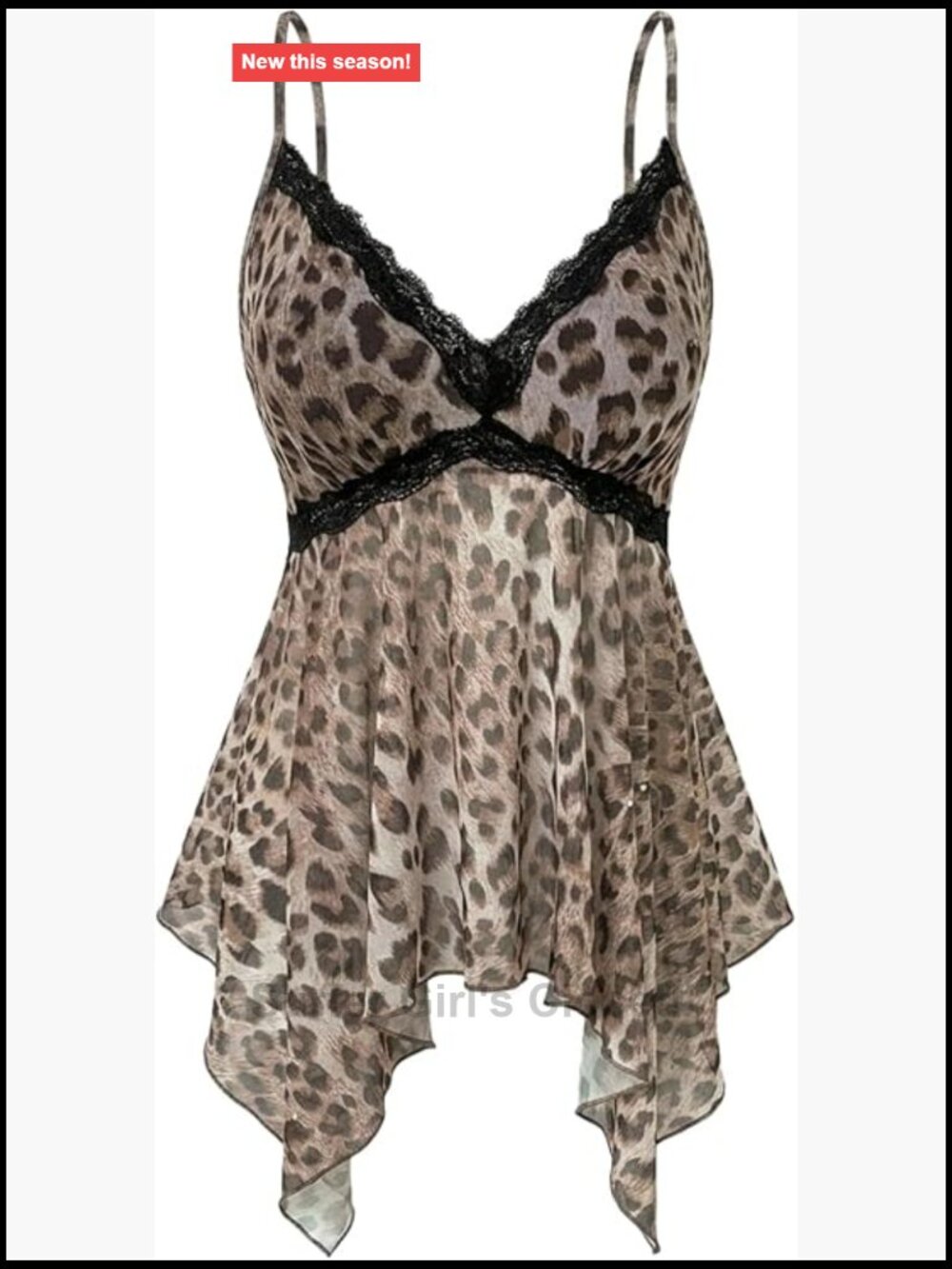 Women's Plus Size Leopard Camisole Lace Deep V Backless Y2k Sleeveless Top
